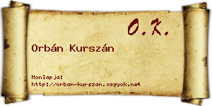 Orbán Kurszán névjegykártya